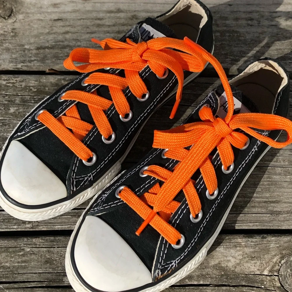- Converse Black Canvas All-Star Sneakers w/NEW Orange Laces! EUC!